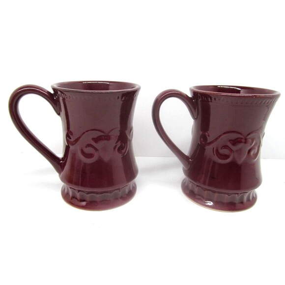 Demdaco Sapore Deb Hrabik Hand Painted Red Mugs Set Of 2 - Picture 6 of 6